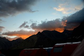 07 Sunset On Cerro de los Dedos And Cerro Bonete South From Aconcagua Plaza de Mulas Base Camp.jpg
